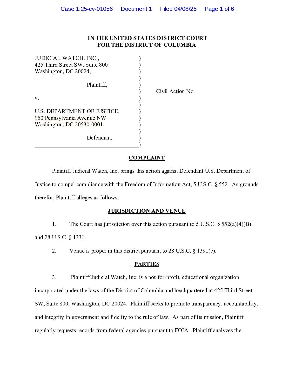 JW v DOJ Epstein Files complaint 01056