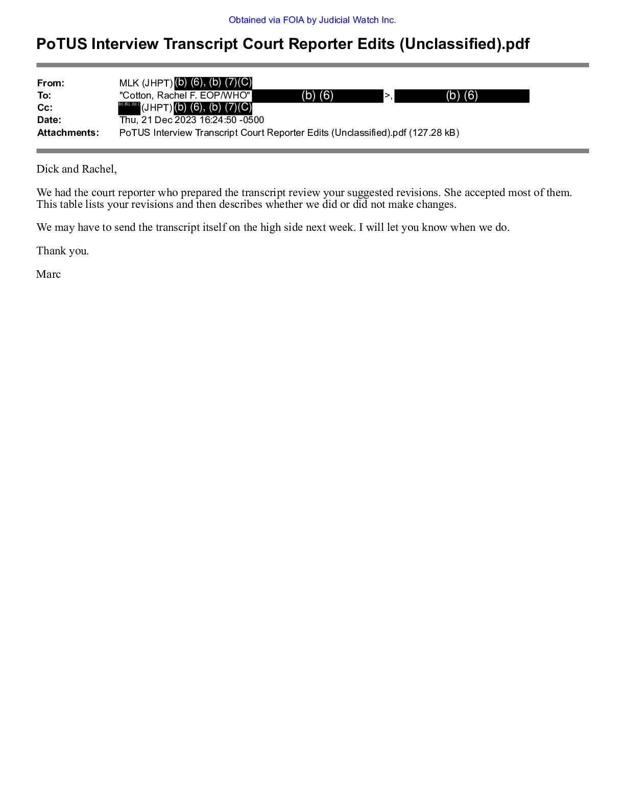 JW v DOJ Biden Hur Interview records 00700 pg 15