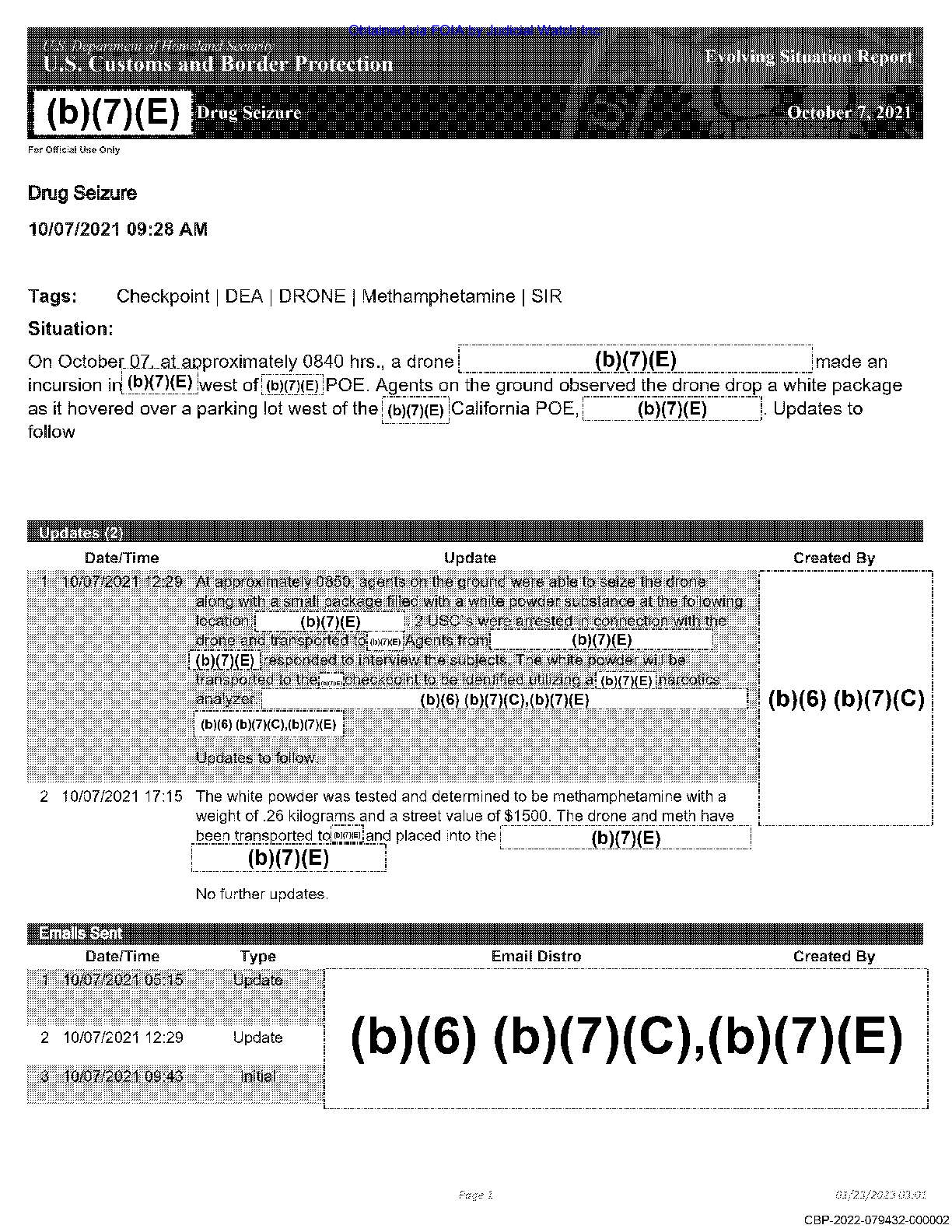Drones with Illegal Drugs 2025 pg 1