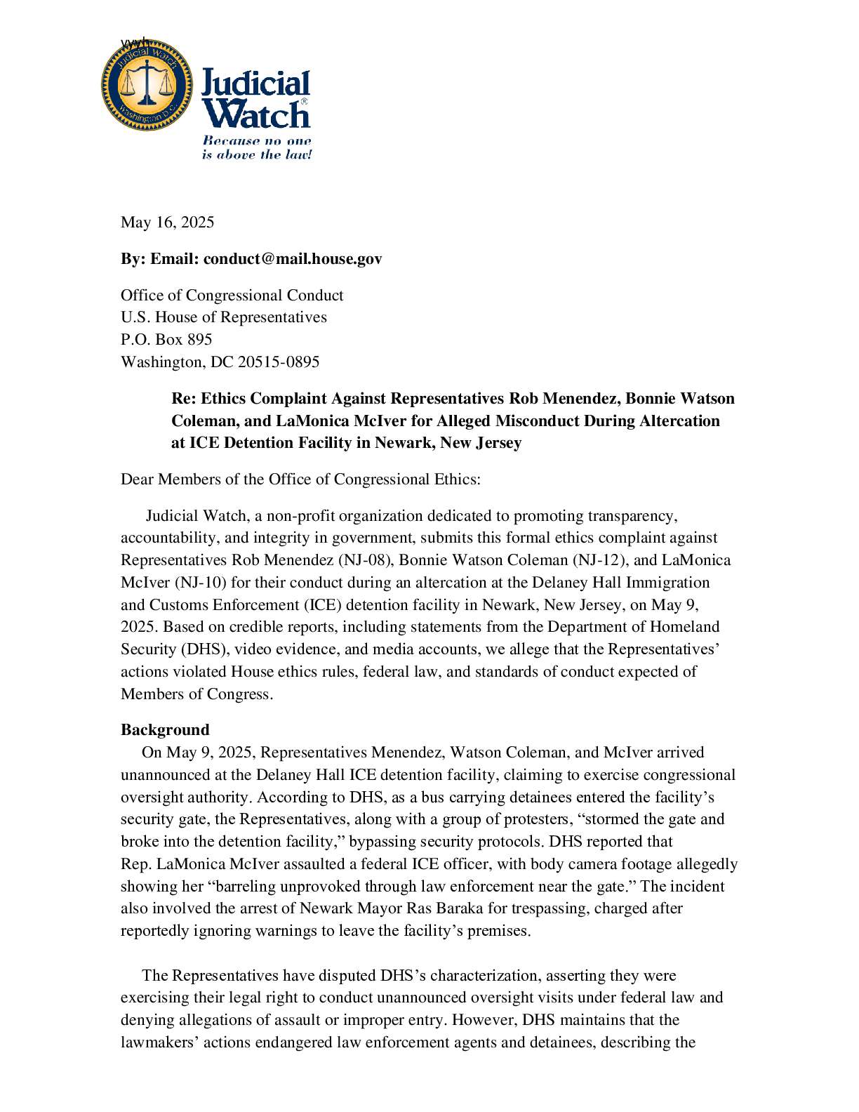 OCC Ethics Complaint 2025