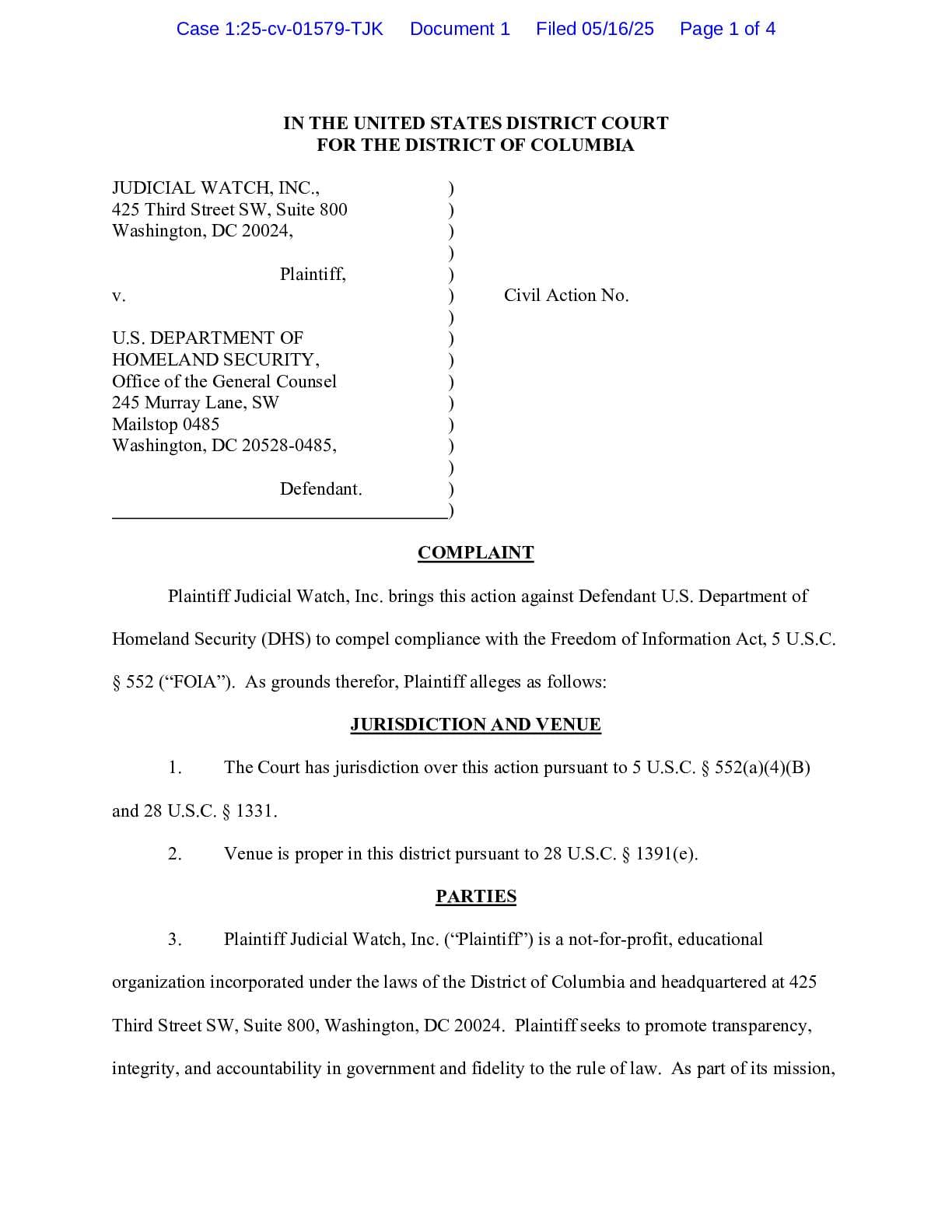 JW v. DHS FEMA complaint 01579