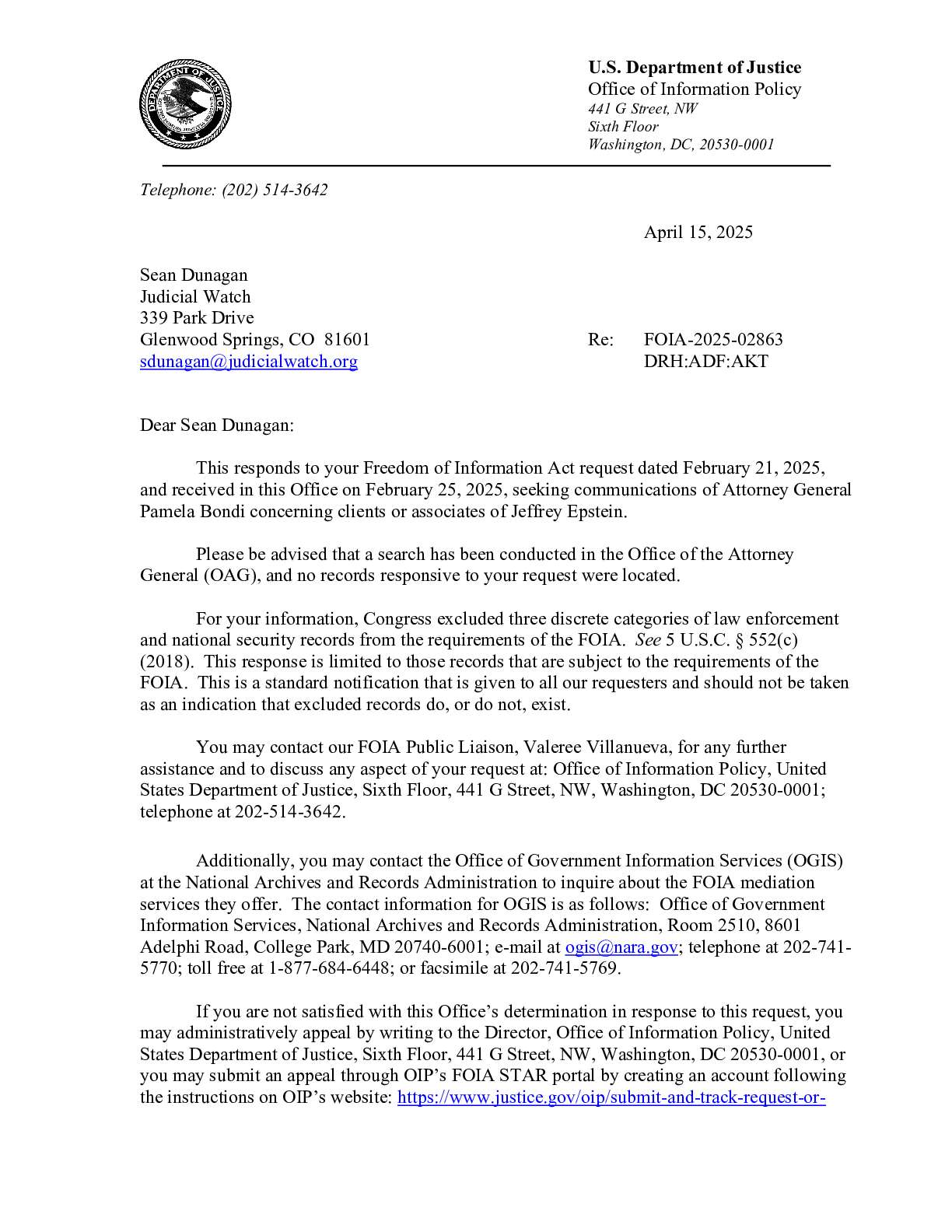 JW v DOJ Epstein Files OAG April response 01056