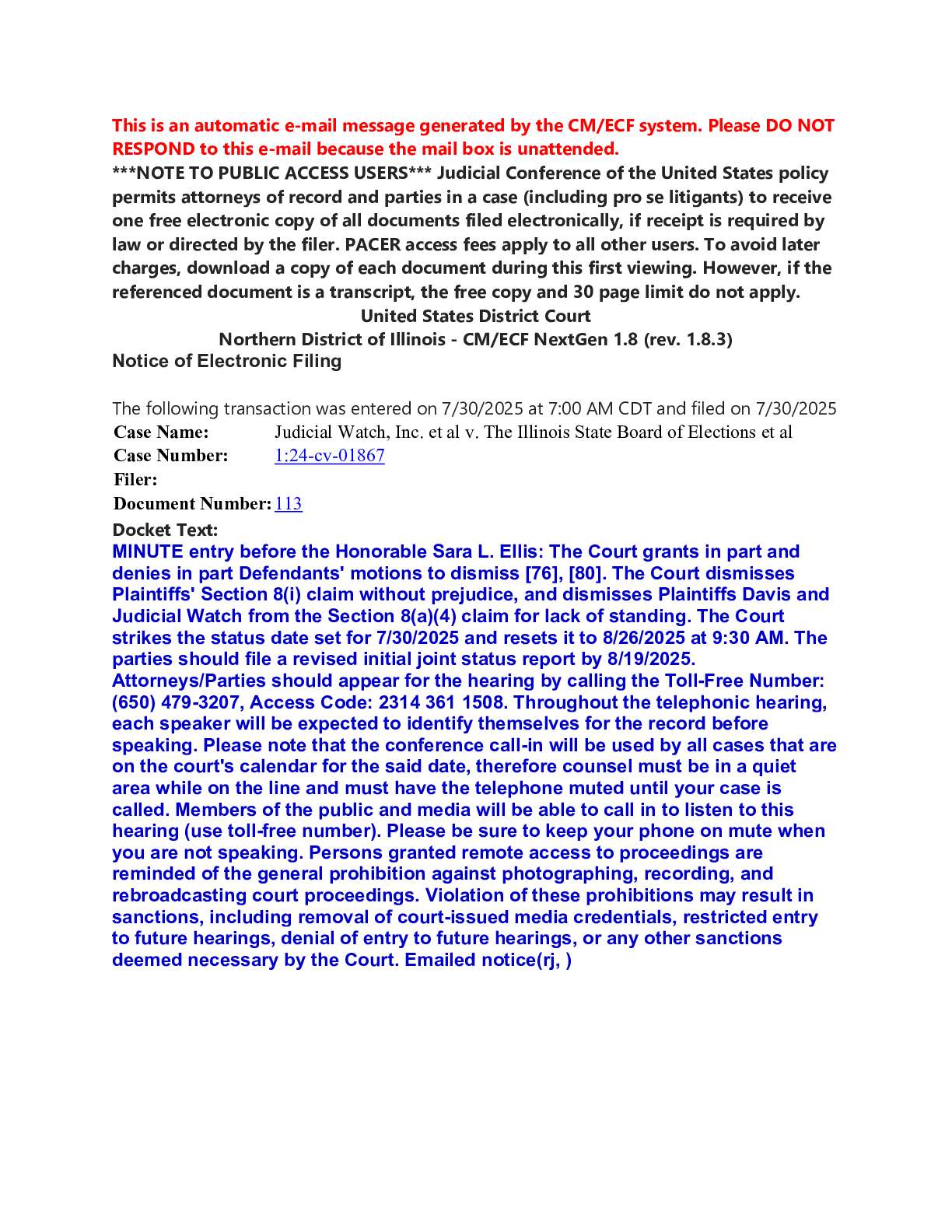 JW v IL State Board of Elections Motion to Dismiss 01867