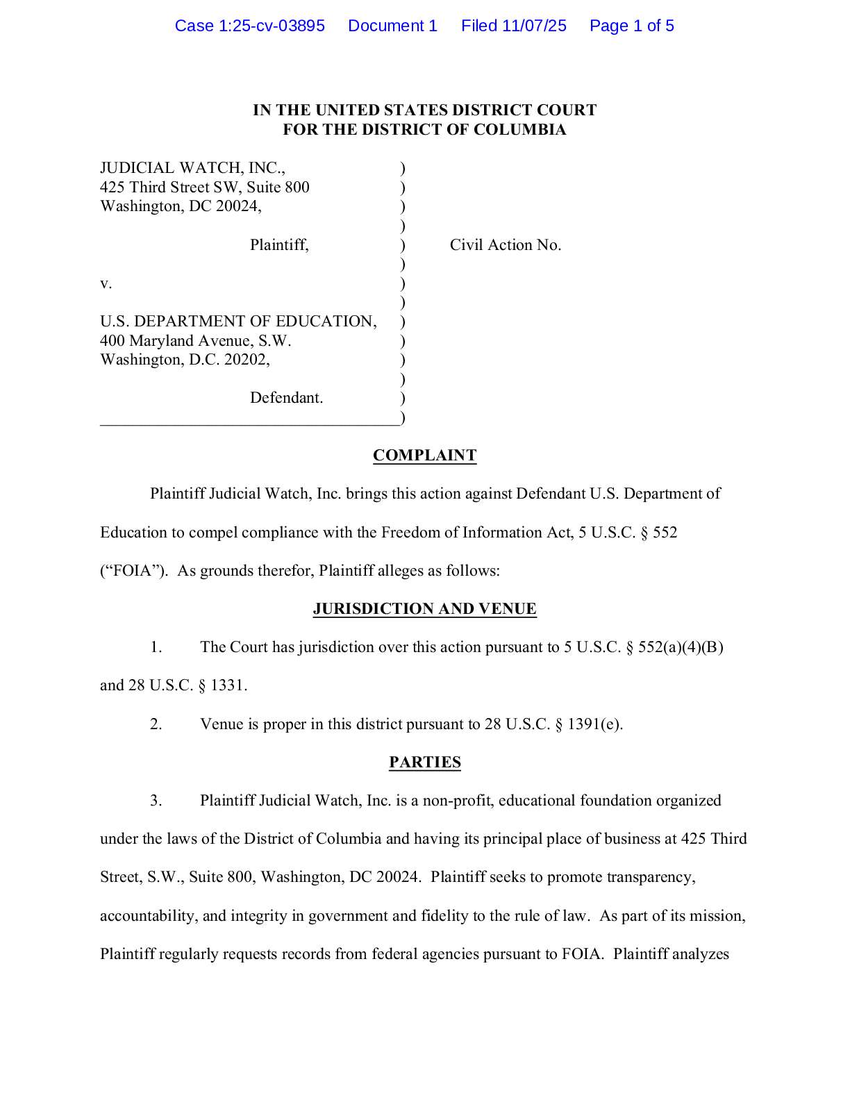 JW v. Dept. Education China MI complaint 03895