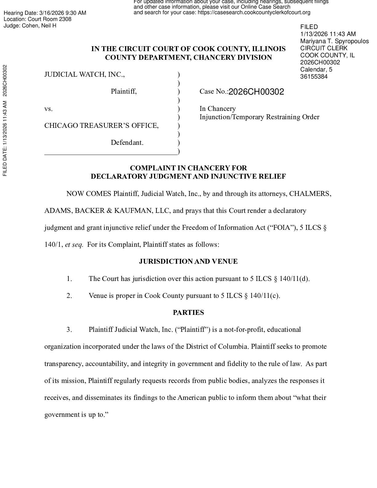 JW v Chicago Treasurer complaint 00302