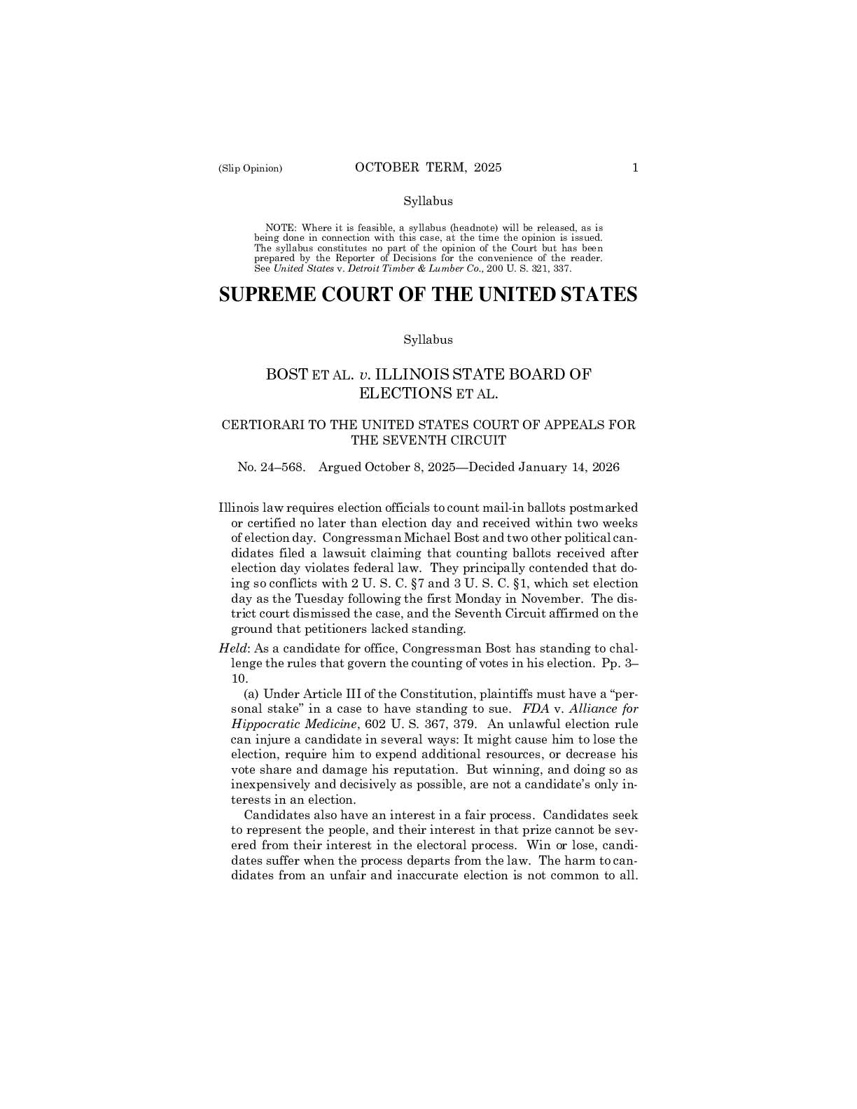 Bost v Illinois SCOTUS ruling 2026