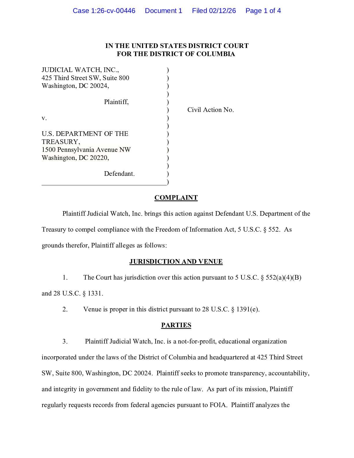 JW v Treasury Sec Summers complaint 00446