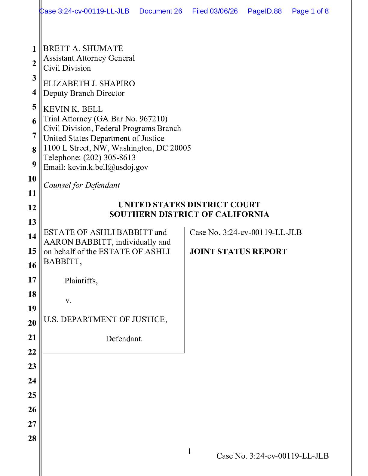 Estate of Babbitt 26 Joint Status Report 00119