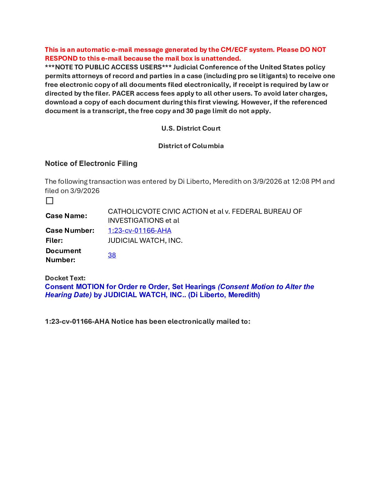 CatholicVote Civic Action v FBI order 01166