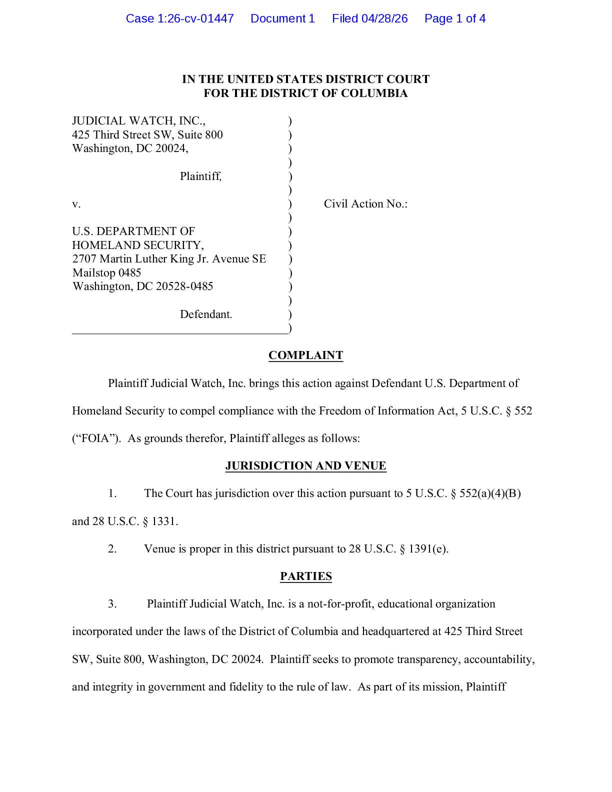 JW v. DHS Trump National complaint 01447