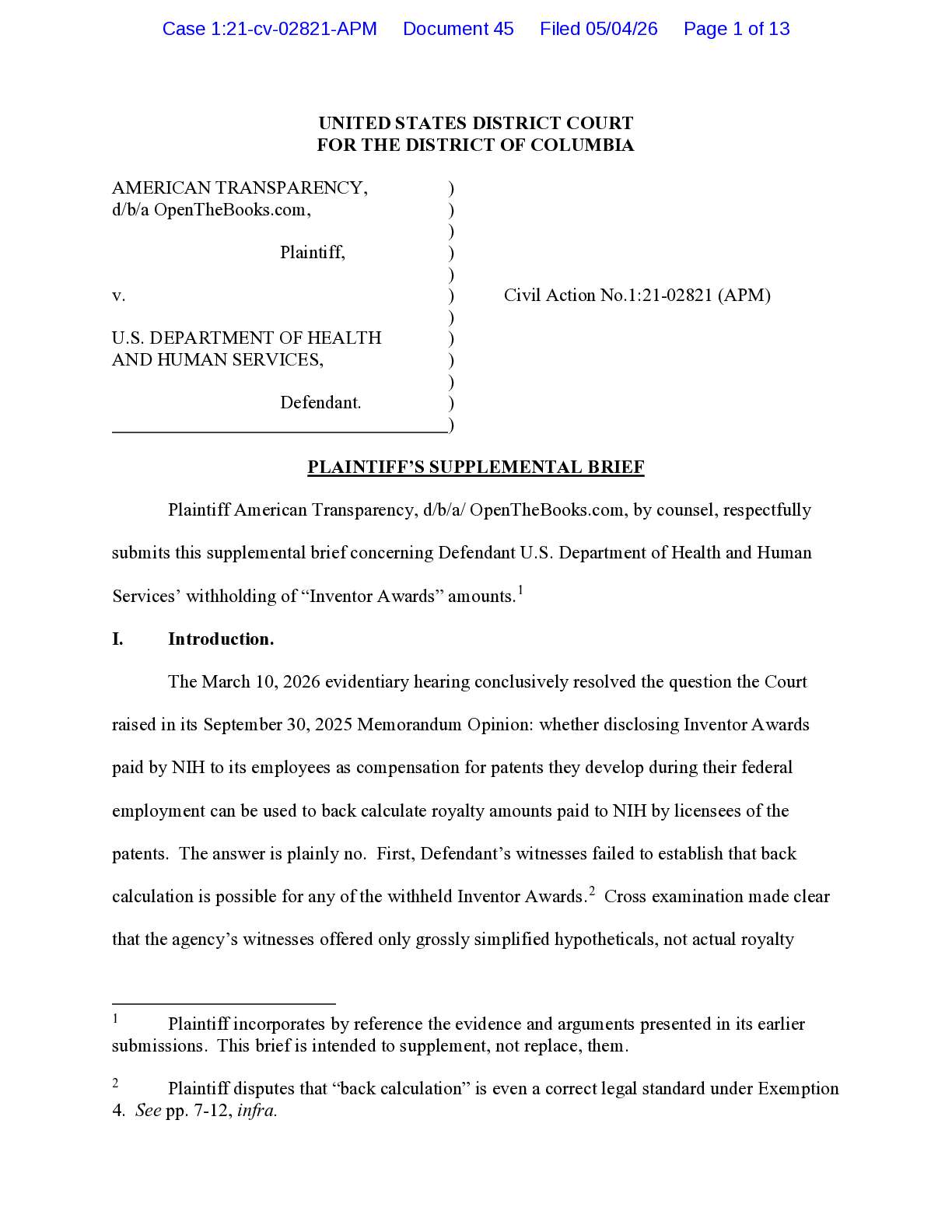 American Transparency v HHS sup brief 02821
