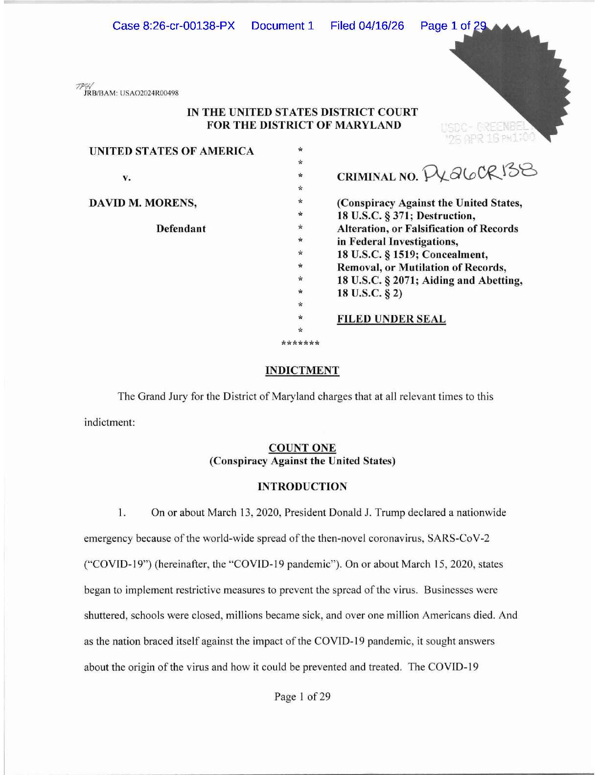 USA v Morens indictment 00138