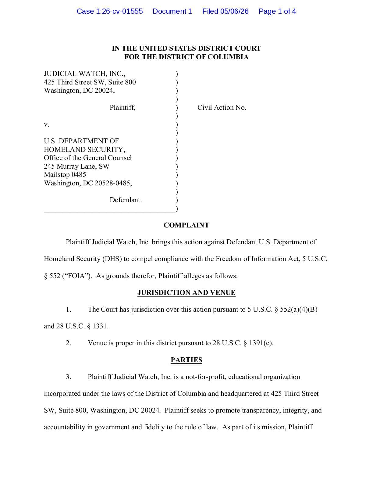 JW v DHS Cartagena complaint 01555