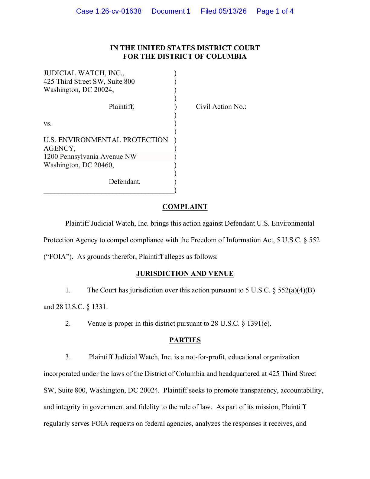 JW v EPA Greenhouse Gas Reduction Fund complaint 01638