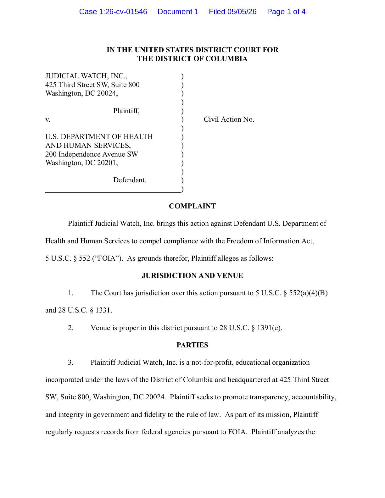 JW v HHS Mifepristone complaint 01546